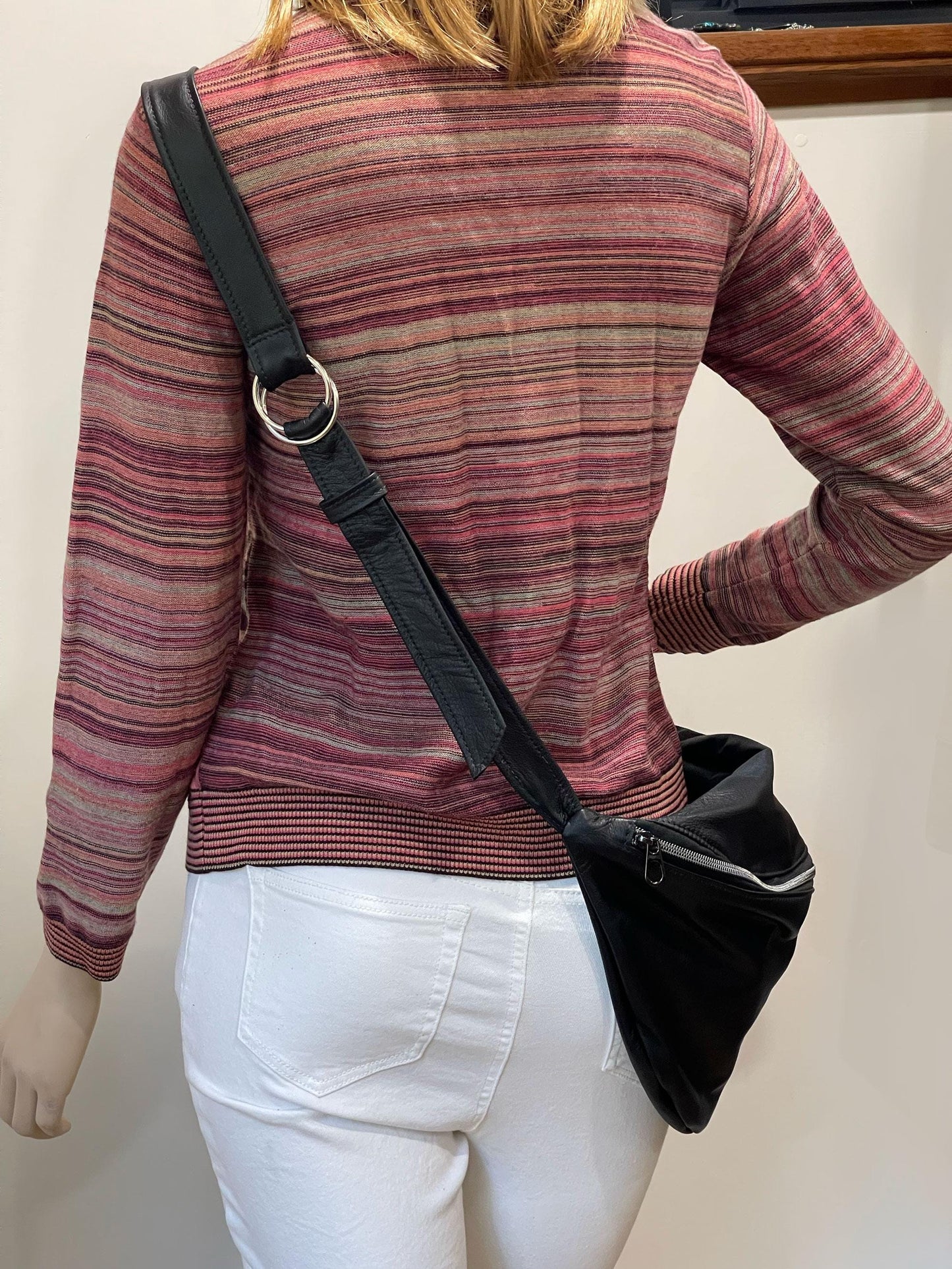 Black Sling bag, super soft black Leather