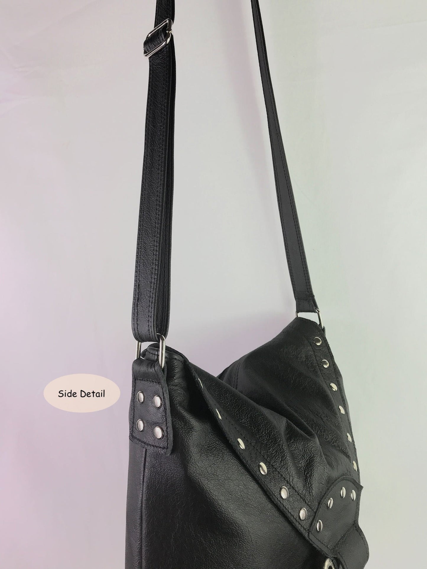 Black Celtic leather Crossbody Bag