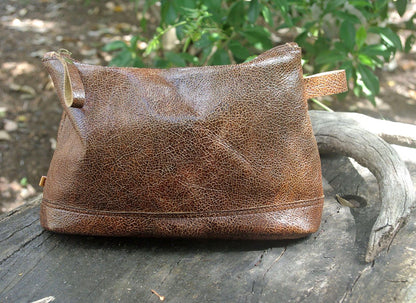 Vintaged Leather Toiletry bag, Mens Dopp kit