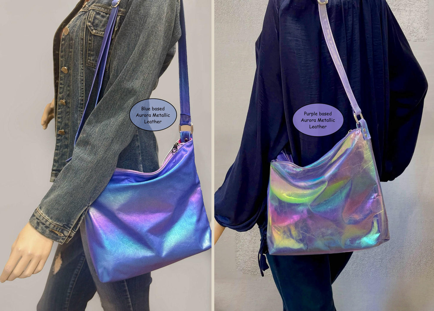 Aurora Rainbow blue tone Leather Wallet Purse or wristlet