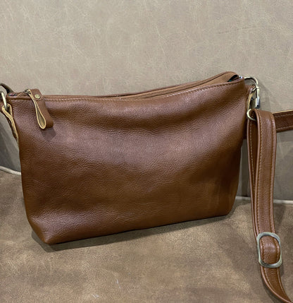 Dark Tan Caramel Leather Crossbody bag