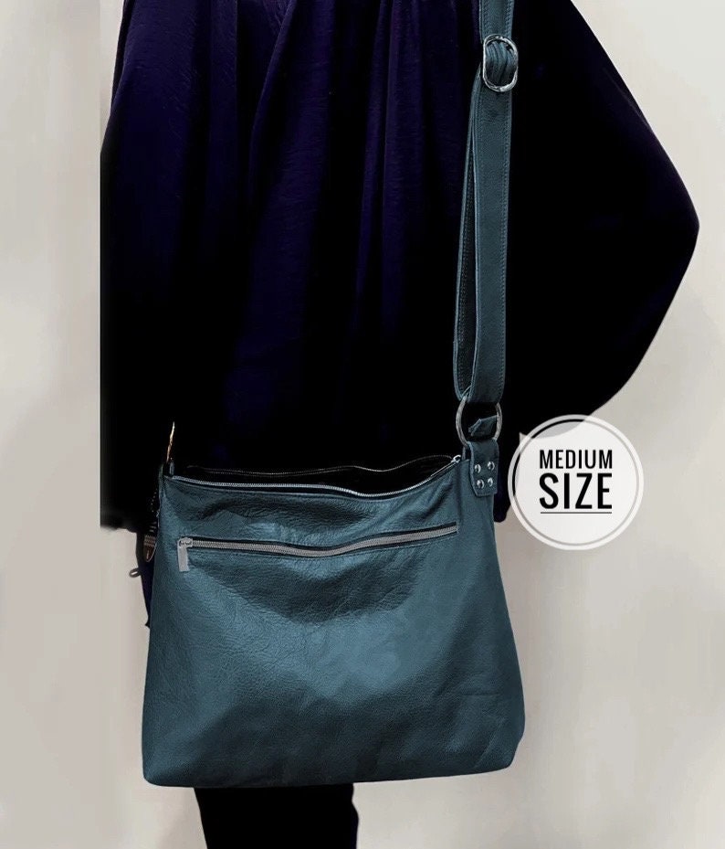 Teal Leather Crossbody Bag, Soft leather