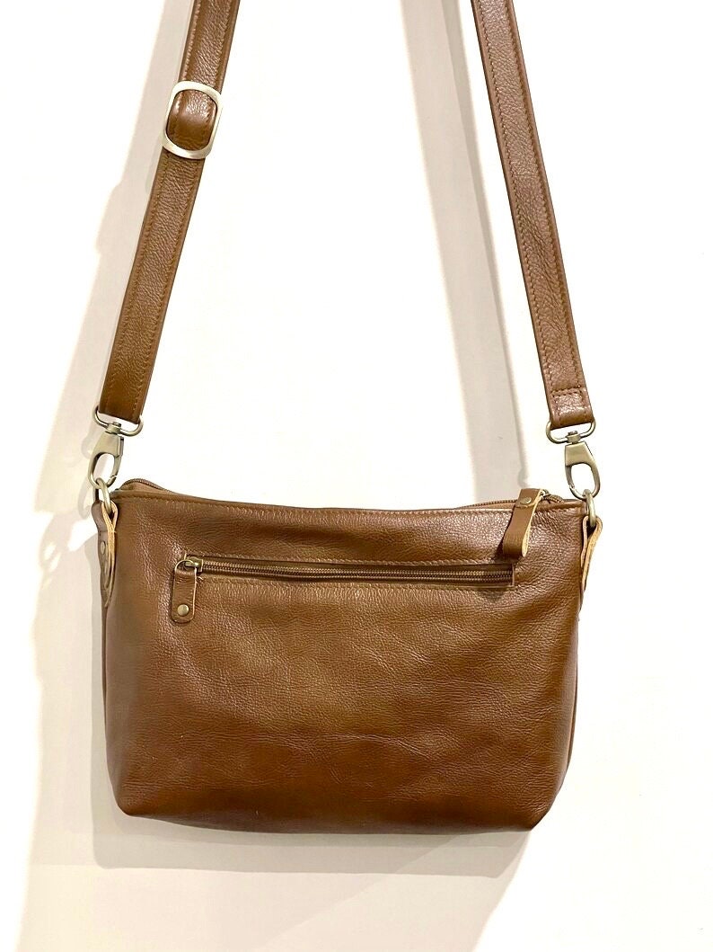 Dark Tan Caramel Leather Crossbody bag