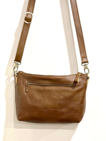 Dark Tan Caramel Leather Crossbody bag