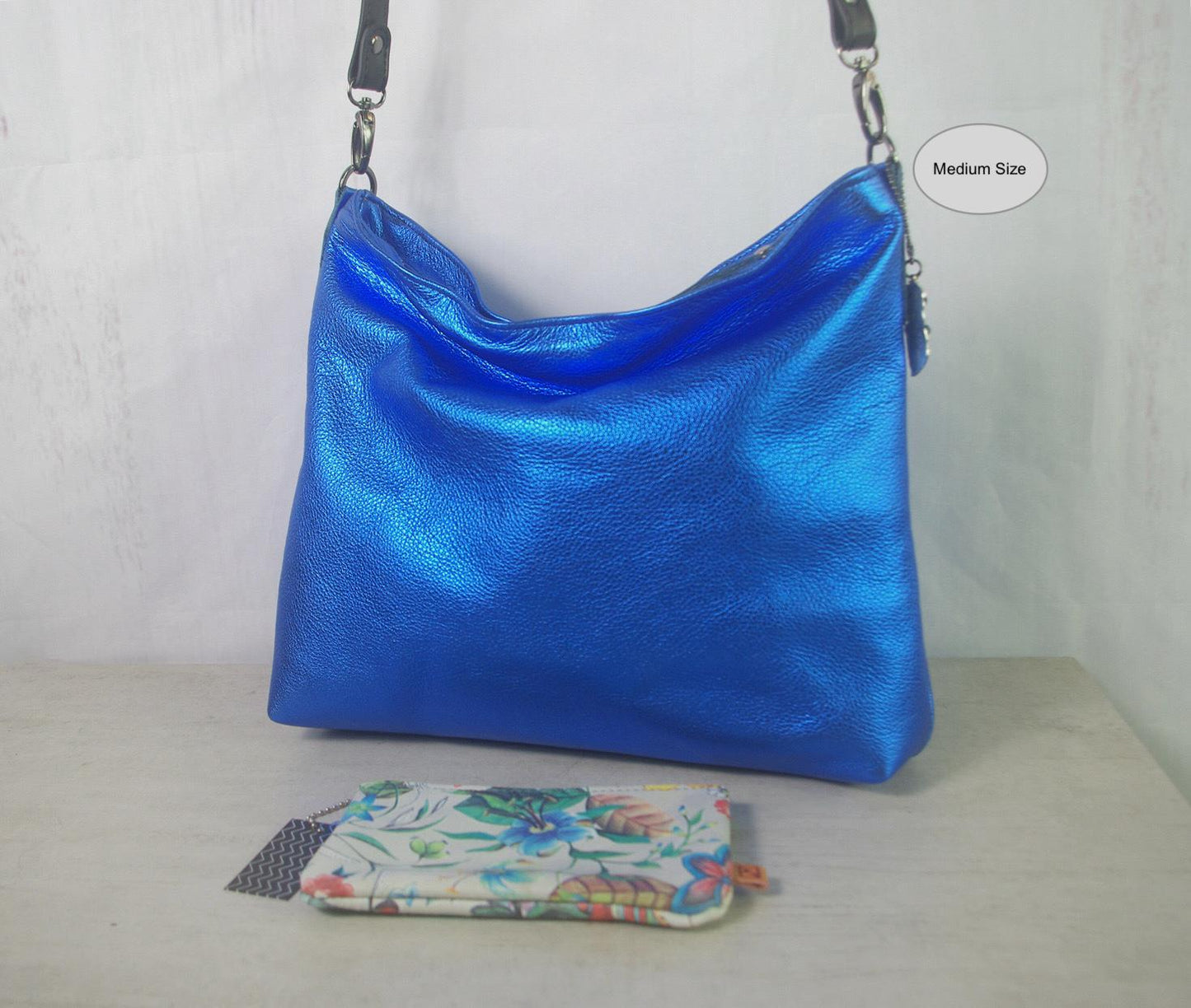 Metallic Crossbody Bag, metallic cobalt blue