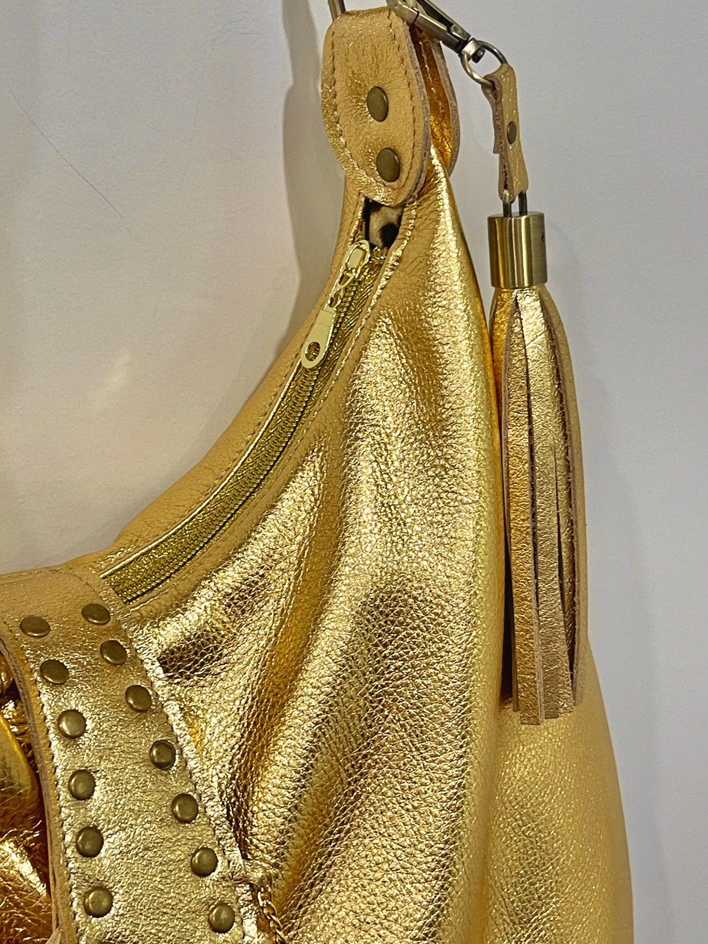 Metallic Gold Italian Hobo, 2 sizes