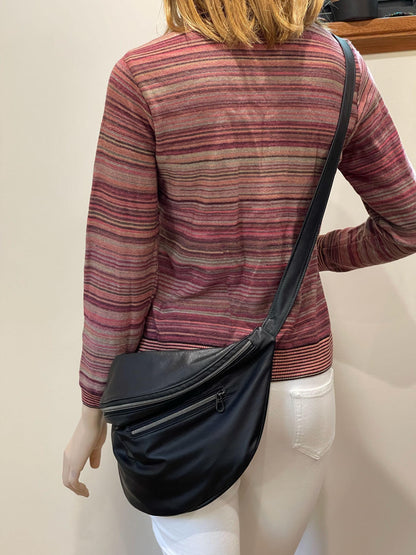 Black Sling bag, super soft black Leather