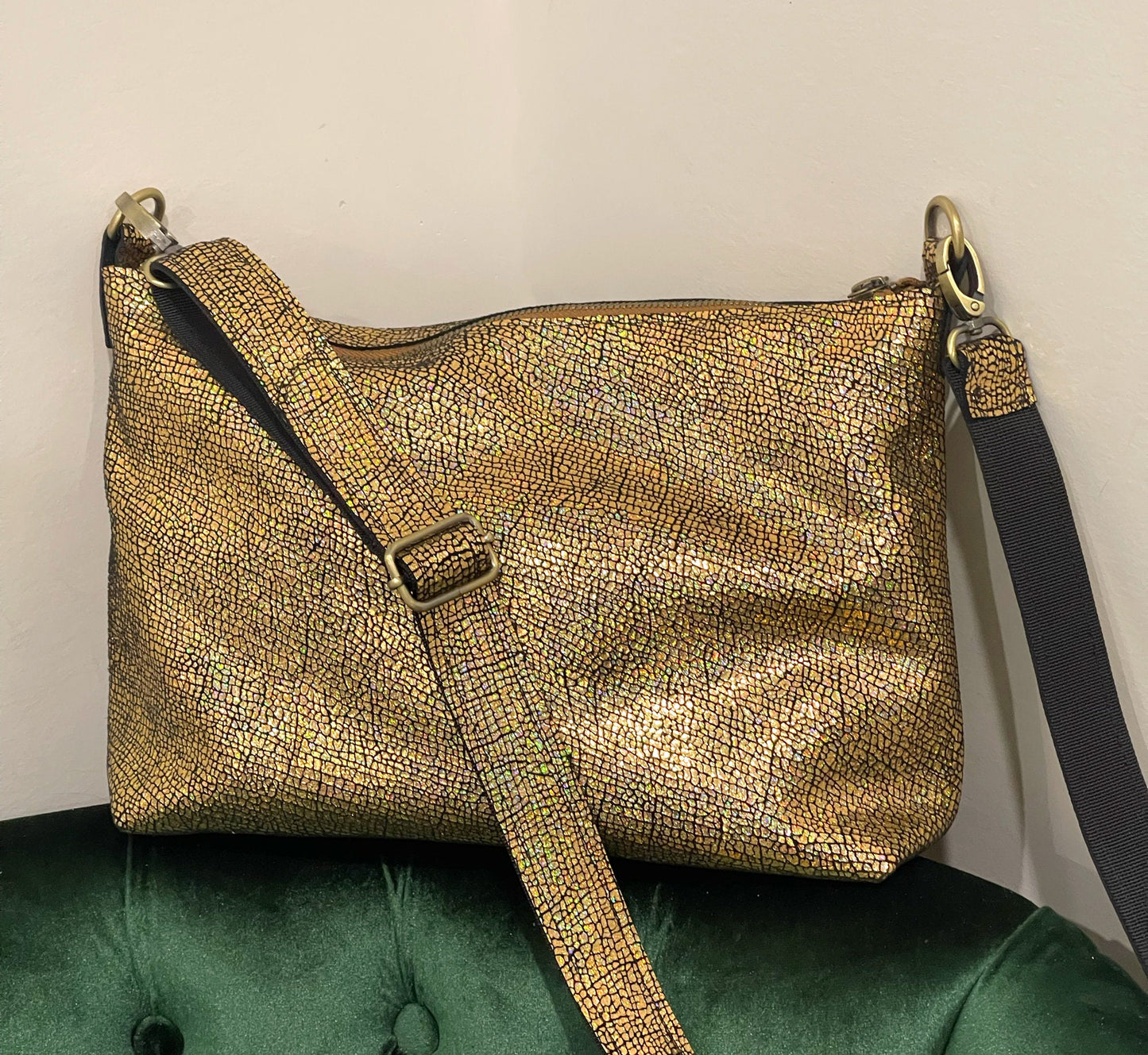 Iridescent Gold soft crossbody bag