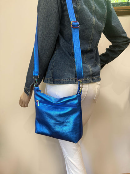 Metallic Crossbody Bag, metallic cobalt blue