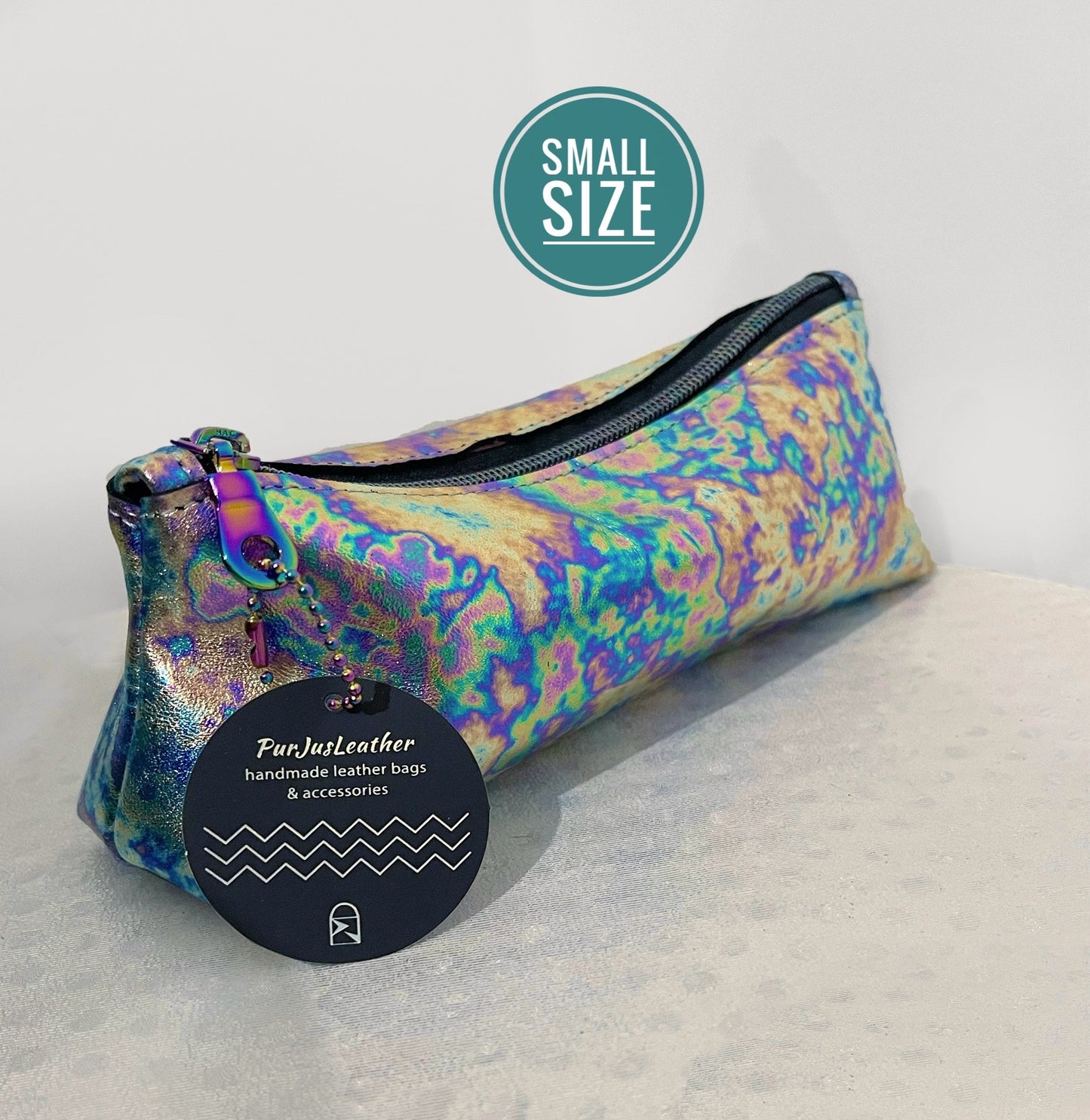 Oil slick Leather makeup purse