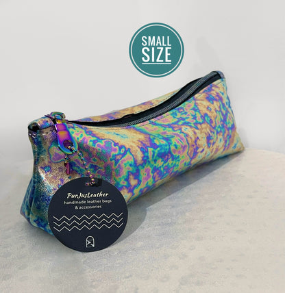 Oil slick Leather makeup purse
