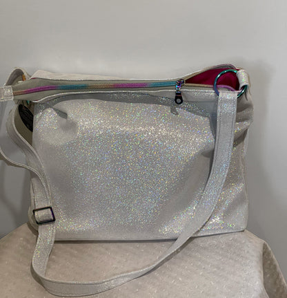 White Iridescent Silver crossbody bag