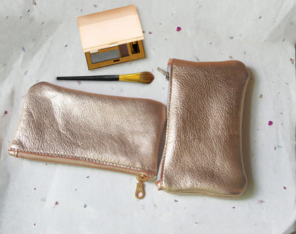 Rose Gold Metallic leather coin purse