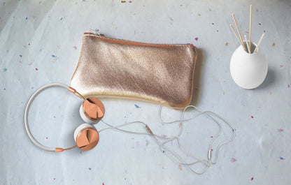 Rose Gold Metallic leather coin purse