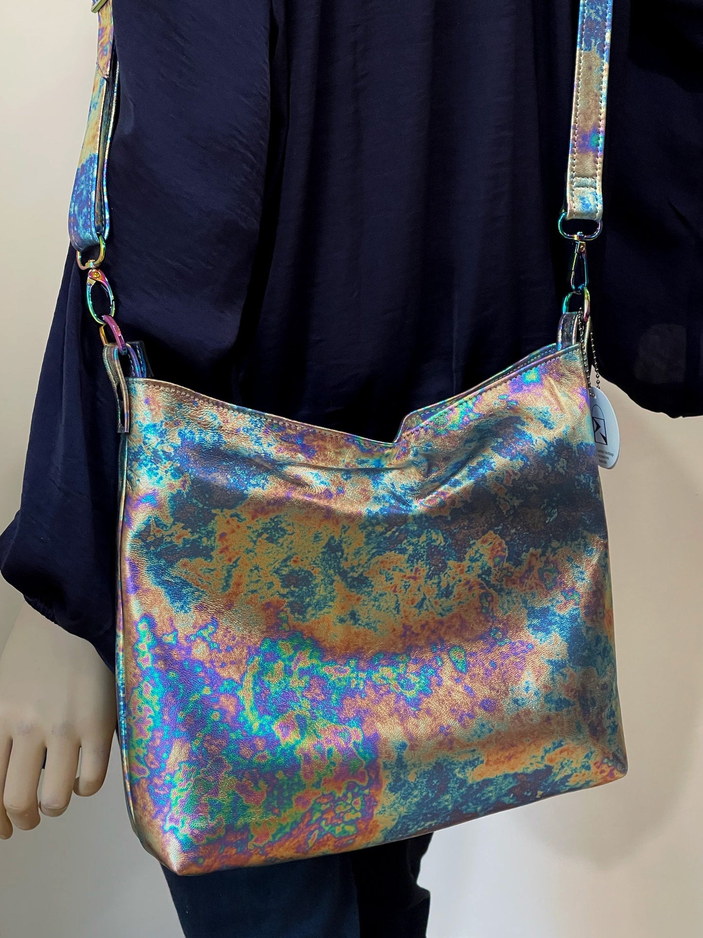 Metallic Oil Slick crossbody Leather bag