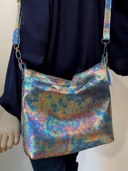 Metallic Oil Slick crossbody Leather bag