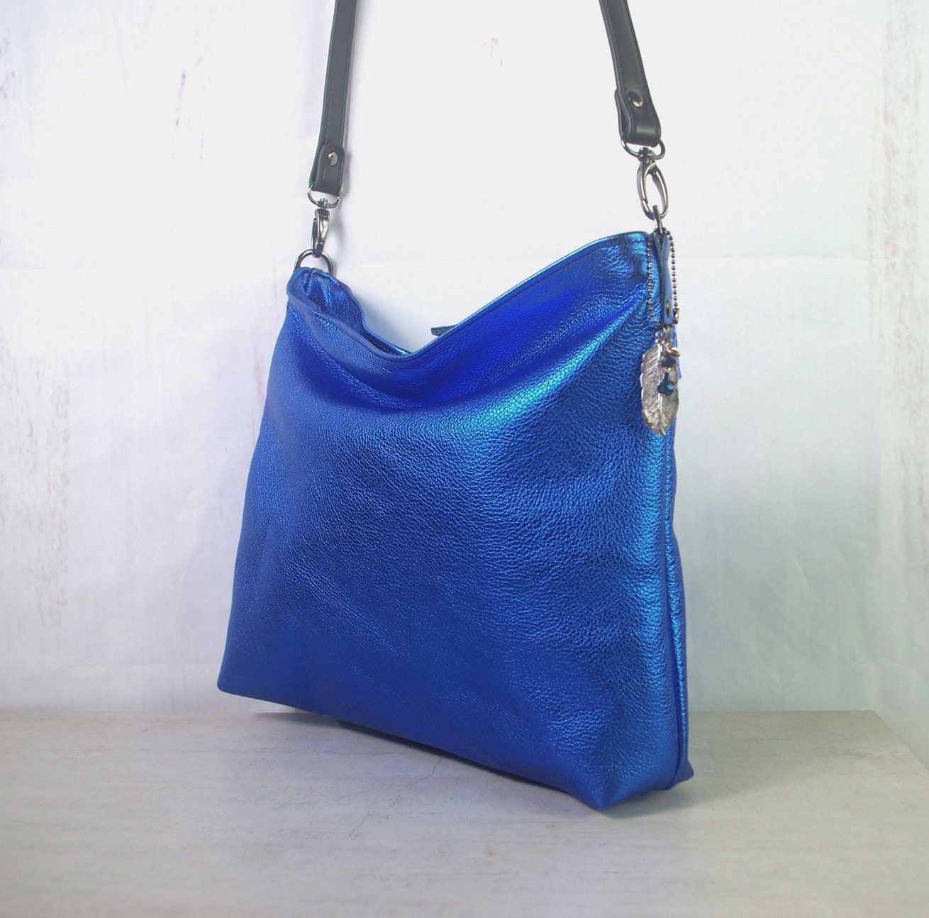 Metallic Crossbody Bag, metallic cobalt blue
