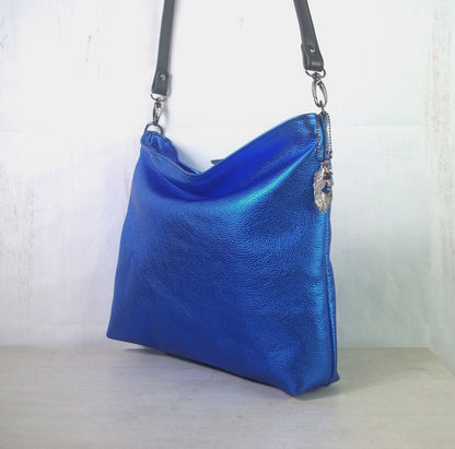 Metallic Crossbody Bag, metallic cobalt blue