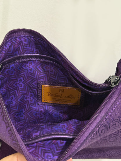 Metallic purple crossbody bag with Pearlised Baroque Pattern