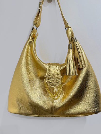 Metallic Gold Italian Hobo, 2 sizes