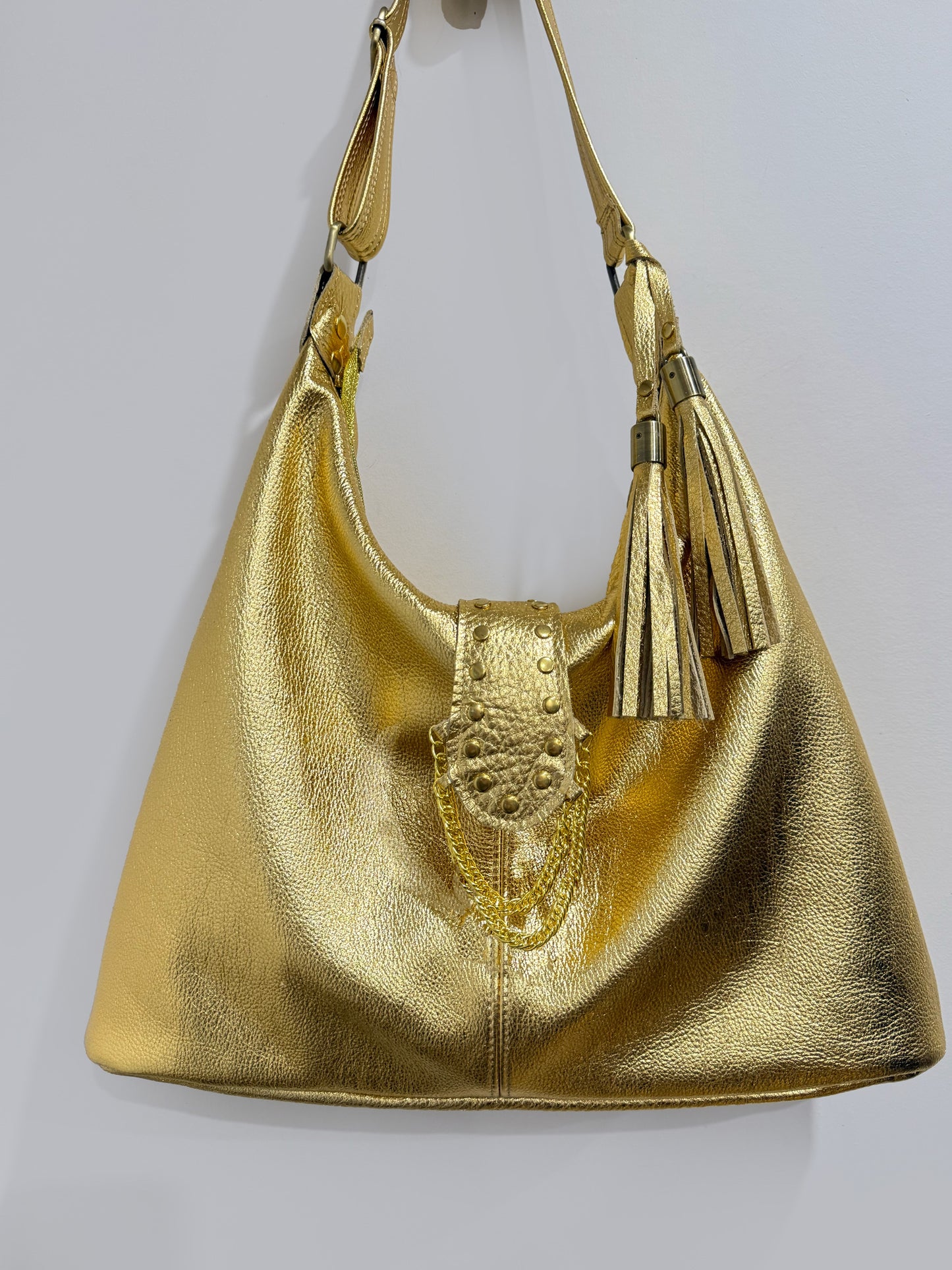 Metallic Gold Italian Hobo, 2 sizes
