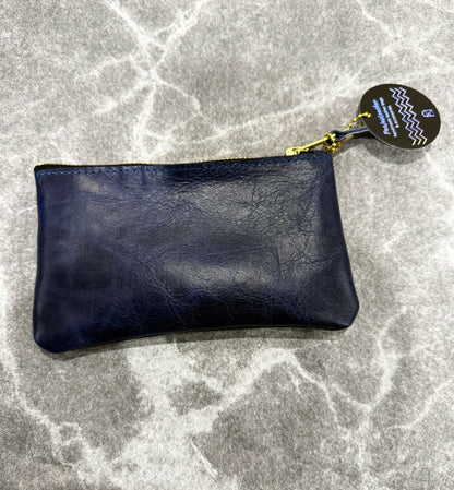 Vintage navy leather coin purse