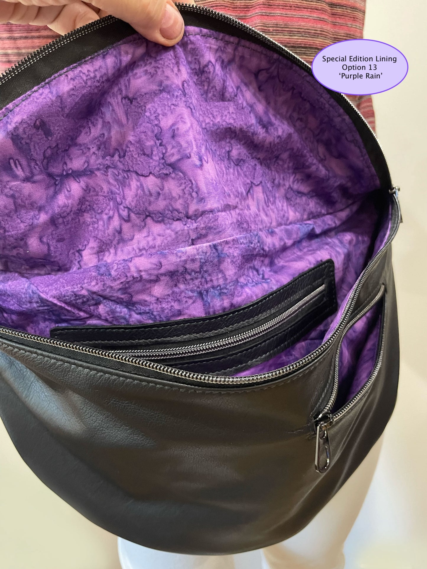 Metallic Purple Leather Sling bag, Italian Leather