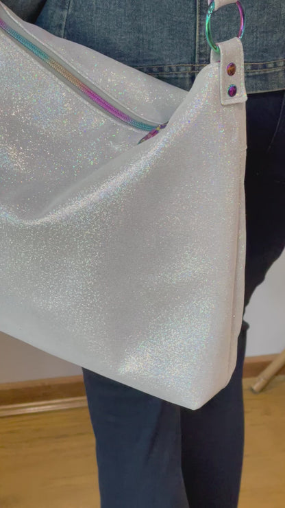 White Iridescent Silver crossbody bag