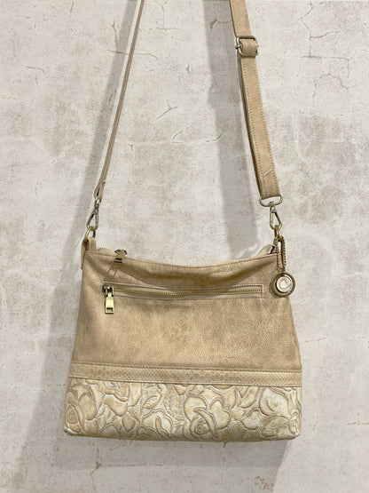 Tooled Ivory Cream leather bag IN STOCK