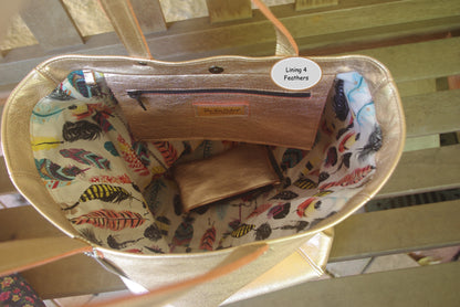 Metallic Peach Rose Gold Leather Tote, free zip purse